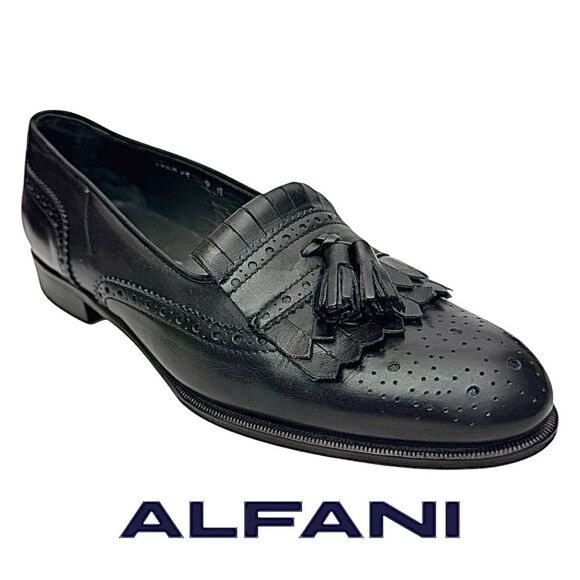 Alfani Mens Leather Kilt Tassell Loafer Shoe Made In Italy Size 9 M Pre-Owned - Picture 1 of 10